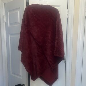 Burgundy Faux Fur Poncho
